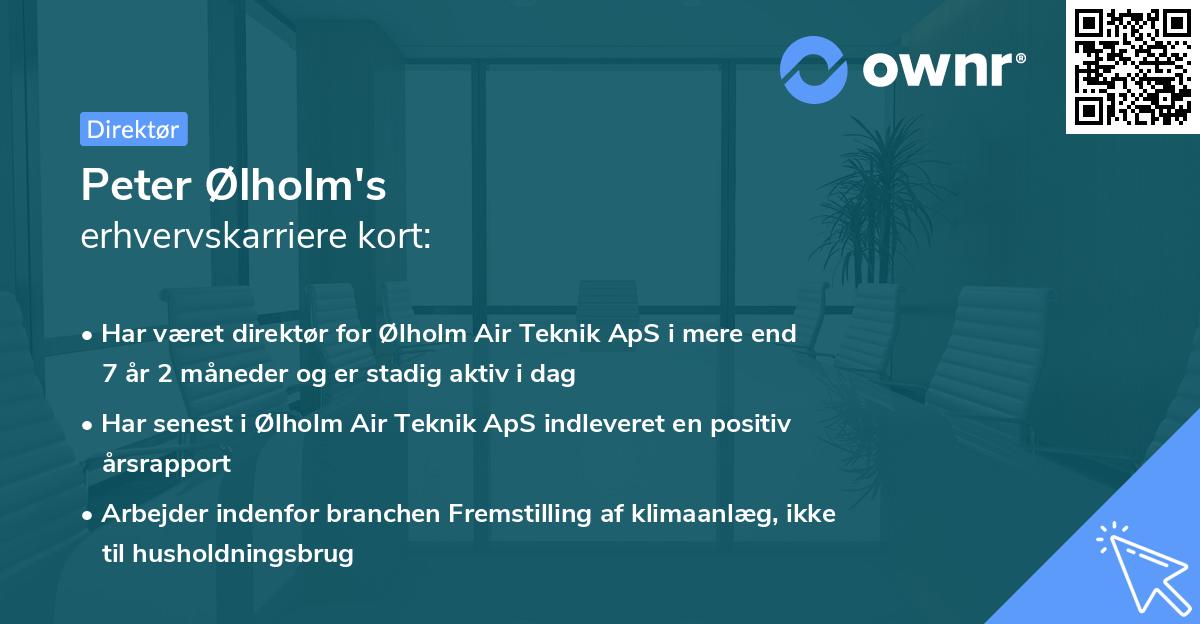 Peter Ølholm's erhvervskarriere kort