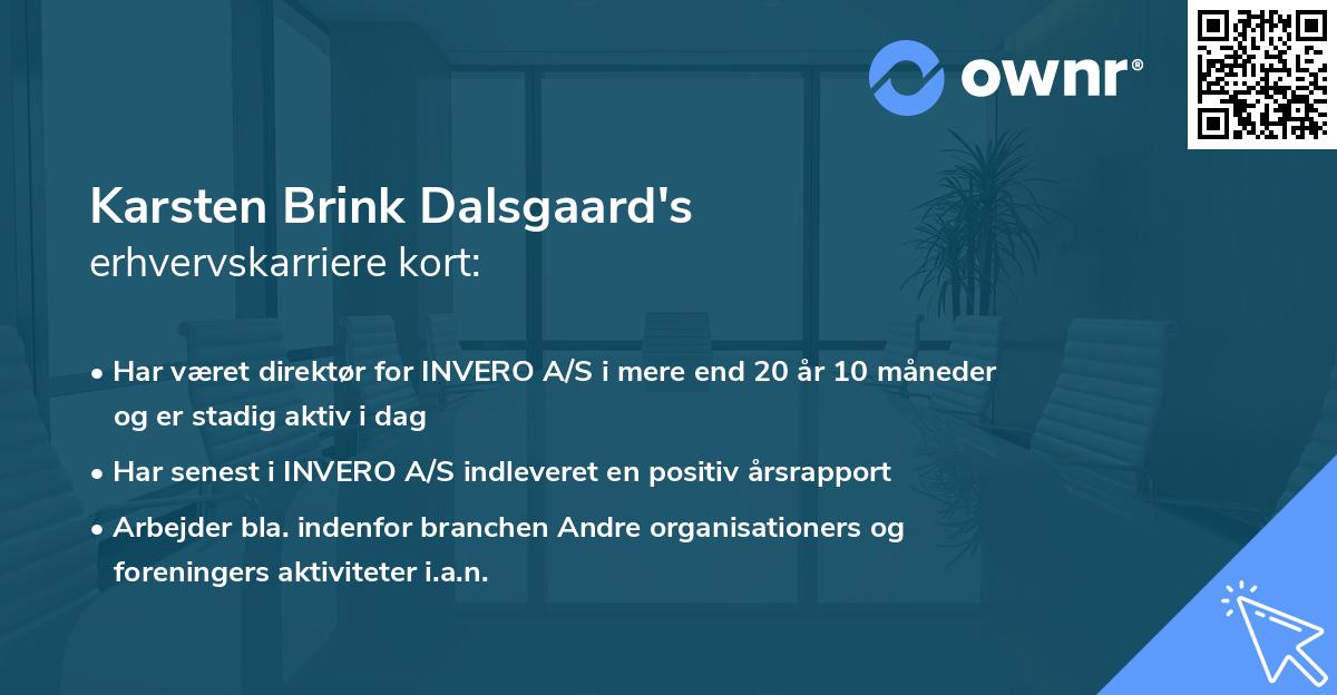 Karsten Brink Dalsgaard's erhvervskarriere kort
