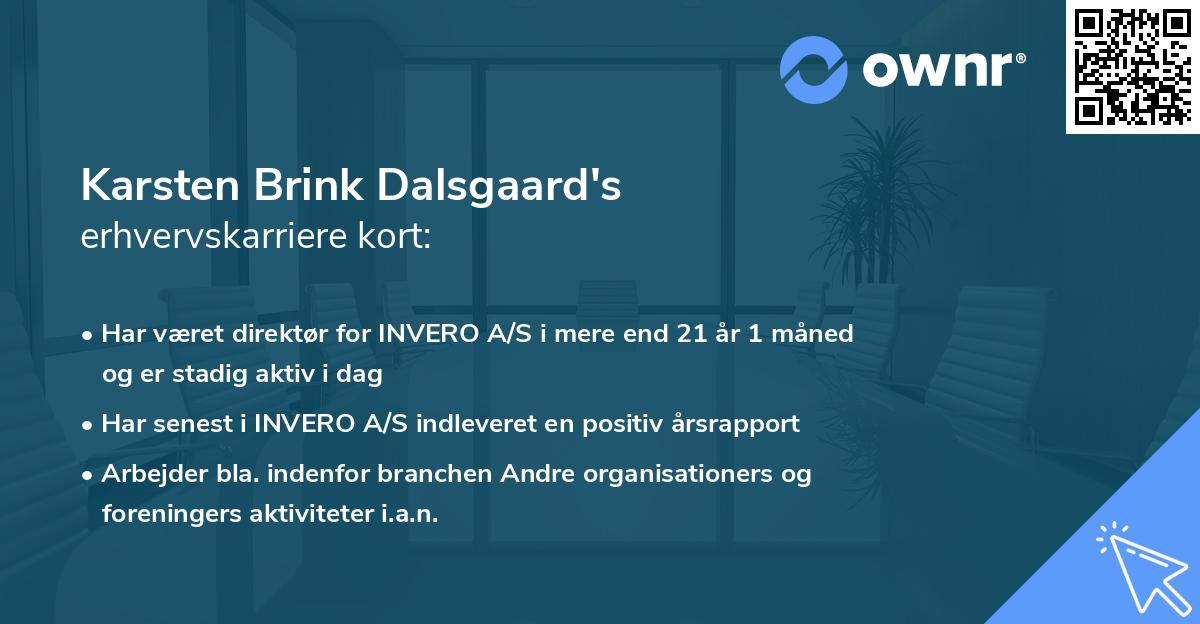 Karsten Brink Dalsgaard's erhvervskarriere kort