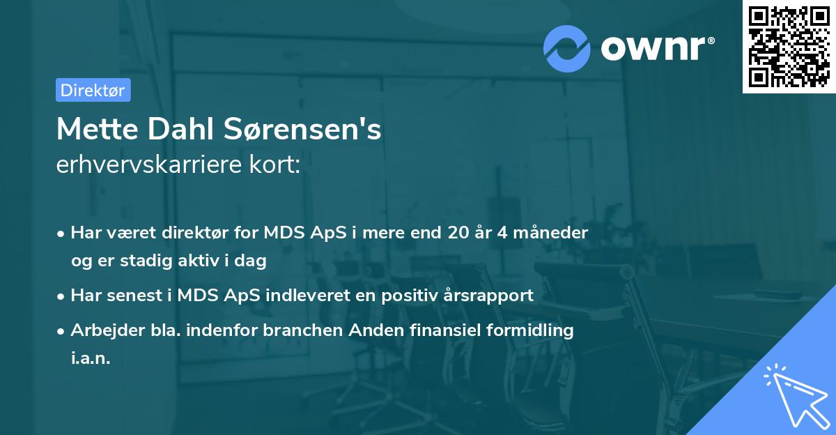Mette Dahl Sørensen's erhvervskarriere kort