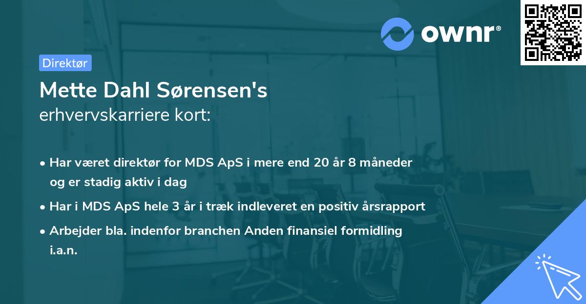 Mette Dahl Sørensen's erhvervskarriere kort