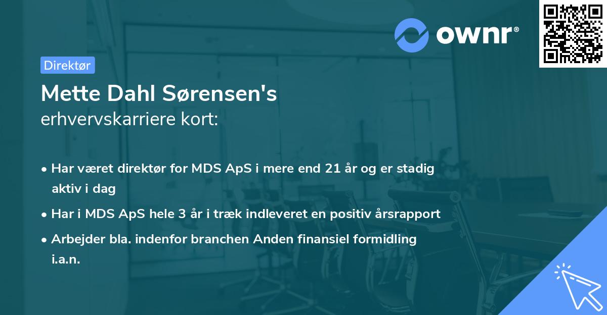 Mette Dahl Sørensen's erhvervskarriere kort