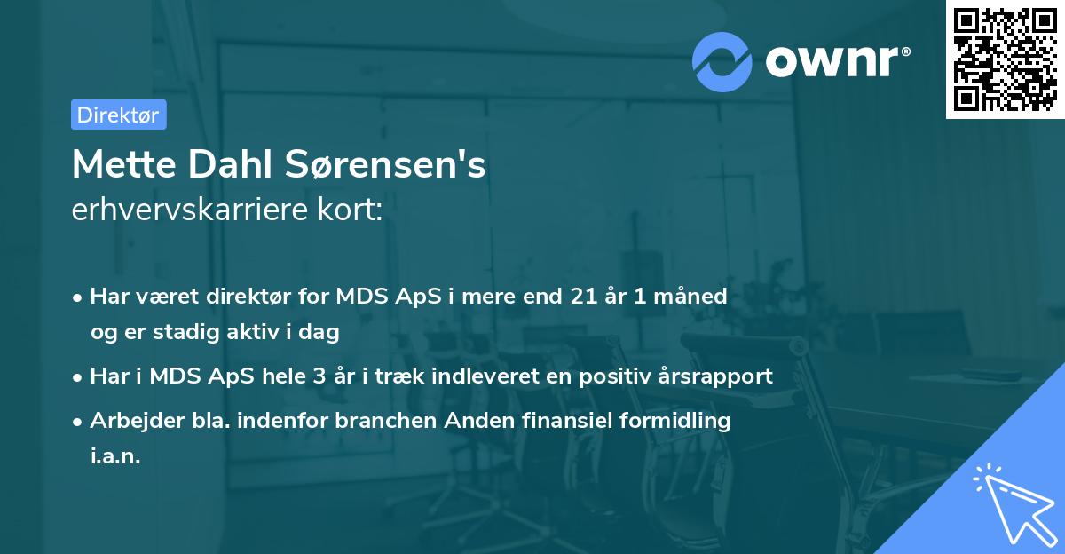 Mette Dahl Sørensen's erhvervskarriere kort