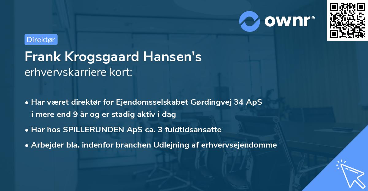 Frank Krogsgaard Hansen's erhvervskarriere kort