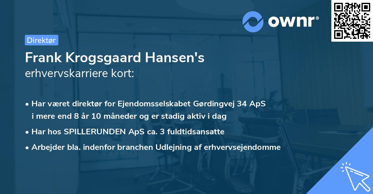 Frank Krogsgaard Hansen's erhvervskarriere kort