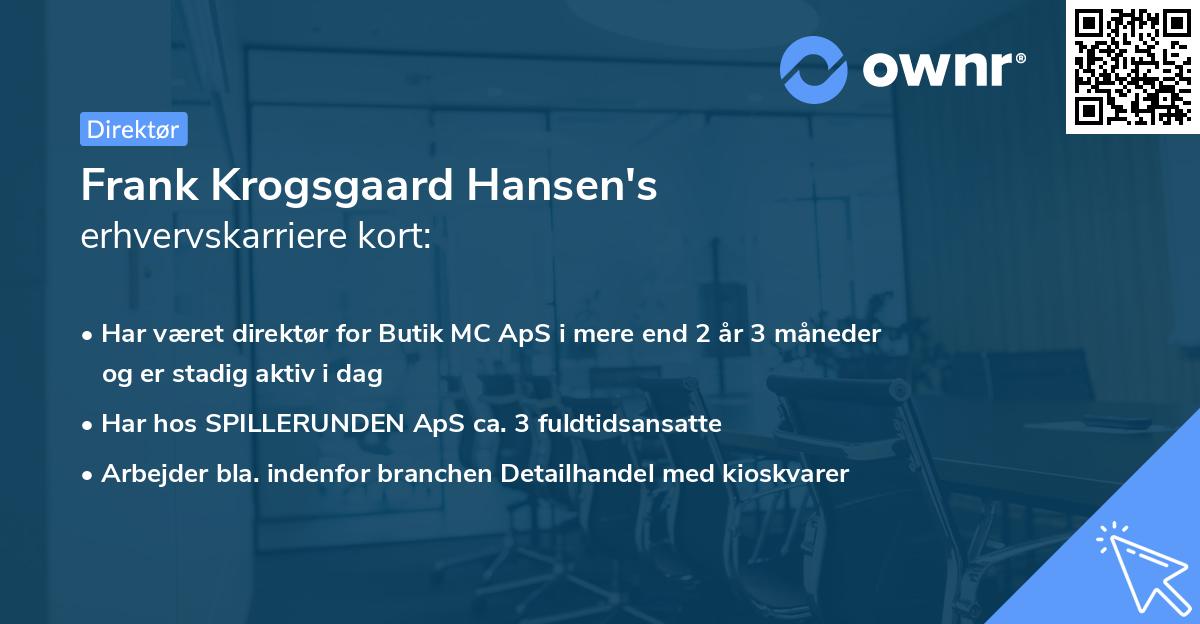 Frank Krogsgaard Hansen's erhvervskarriere kort