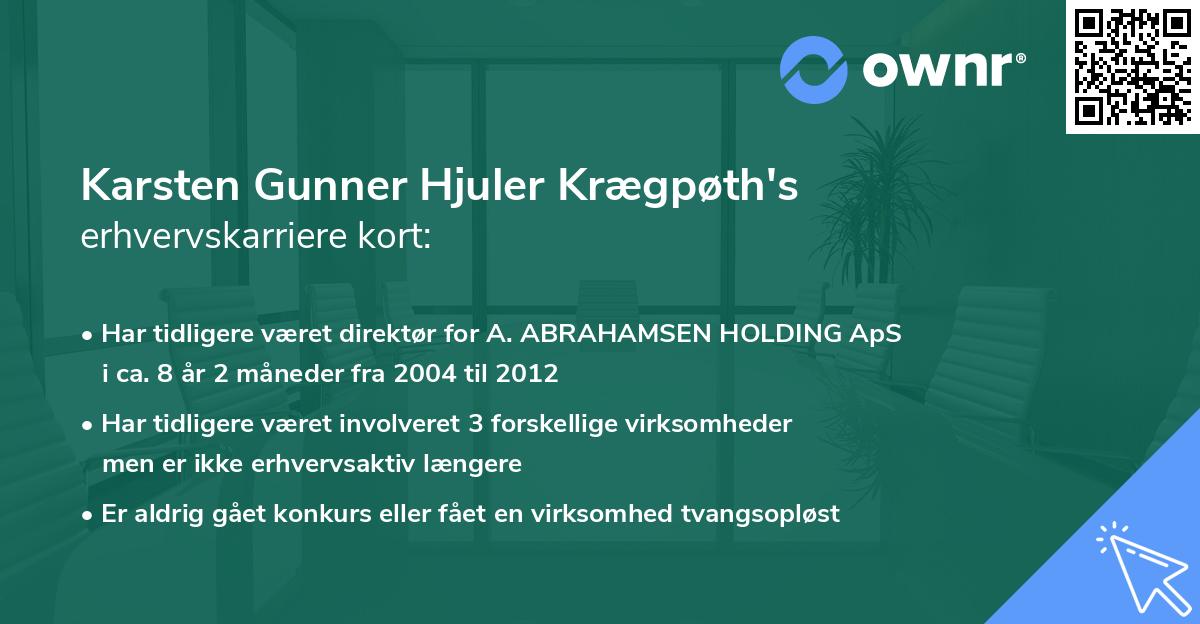 Karsten Gunner Hjuler Krægpøth's erhvervskarriere kort