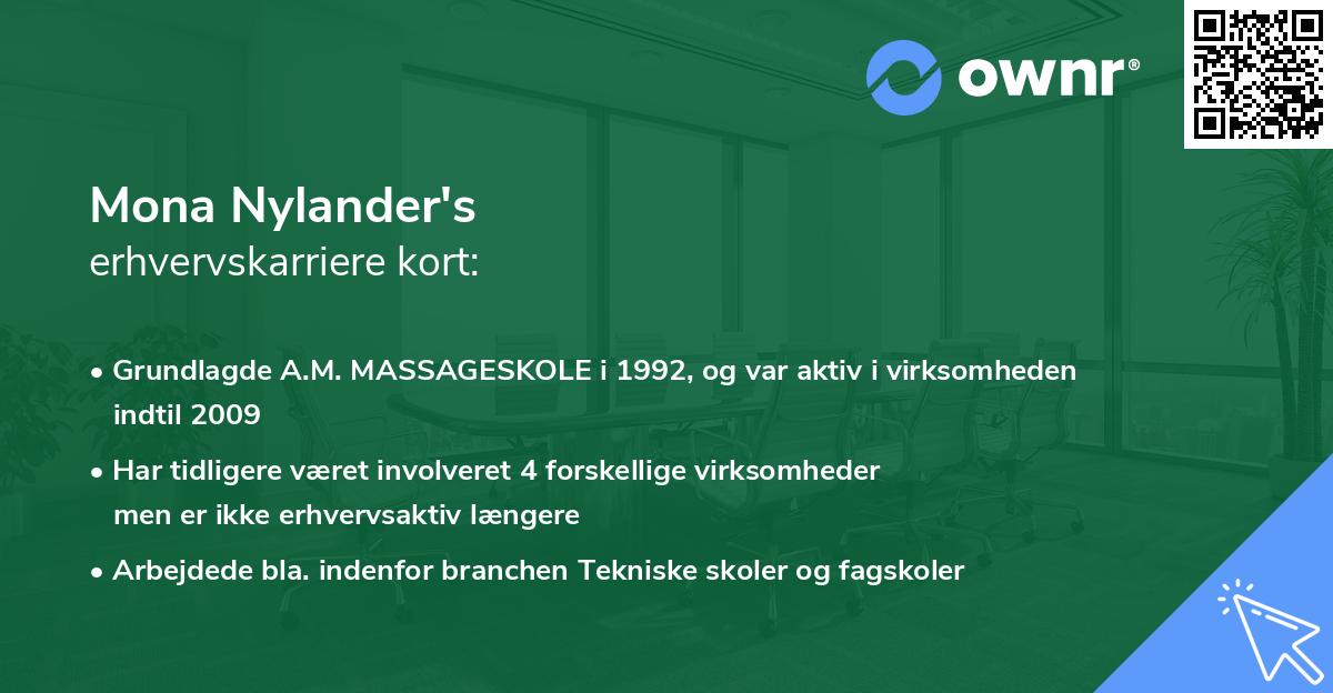 Mona Nylander's erhvervskarriere kort