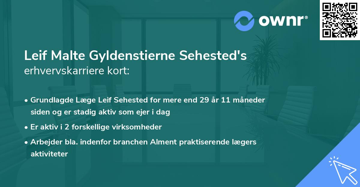 Leif Malte Gyldenstierne Sehested's erhvervskarriere kort