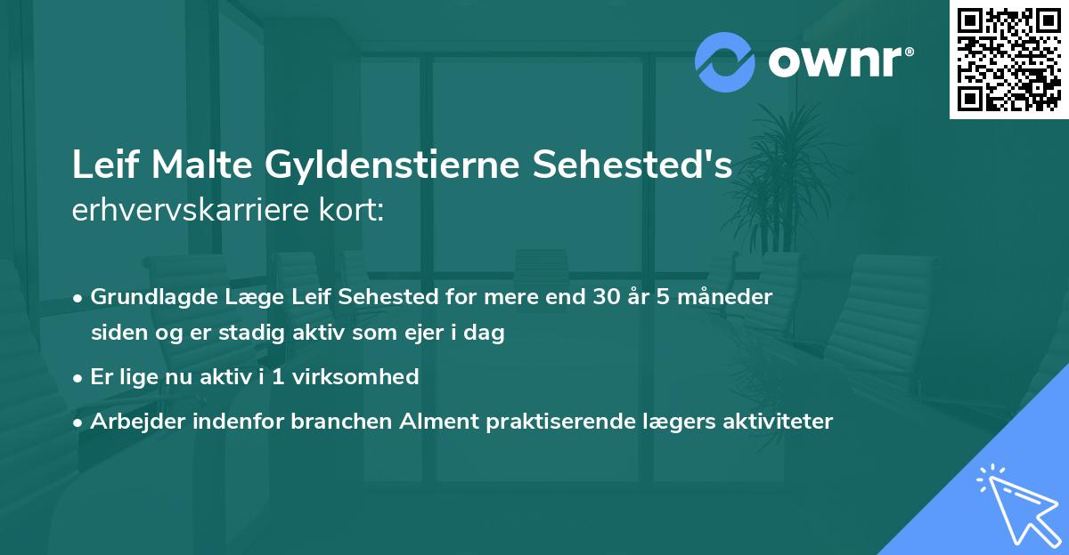 Leif Malte Gyldenstierne Sehested's erhvervskarriere kort