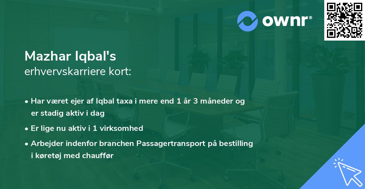 Mazhar Iqbal's erhvervskarriere kort