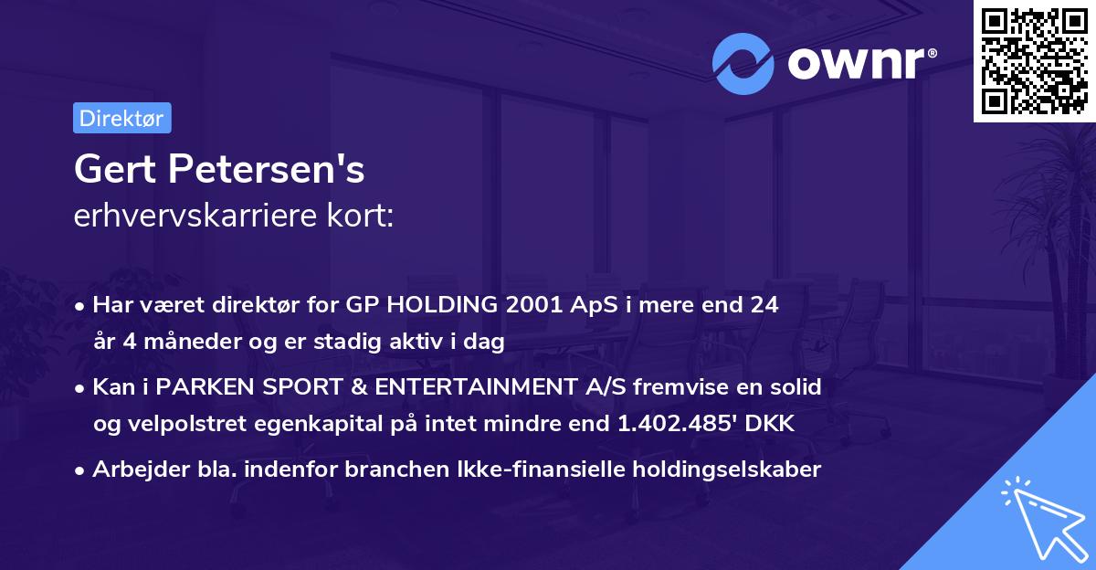 Gert Petersen's erhvervskarriere kort