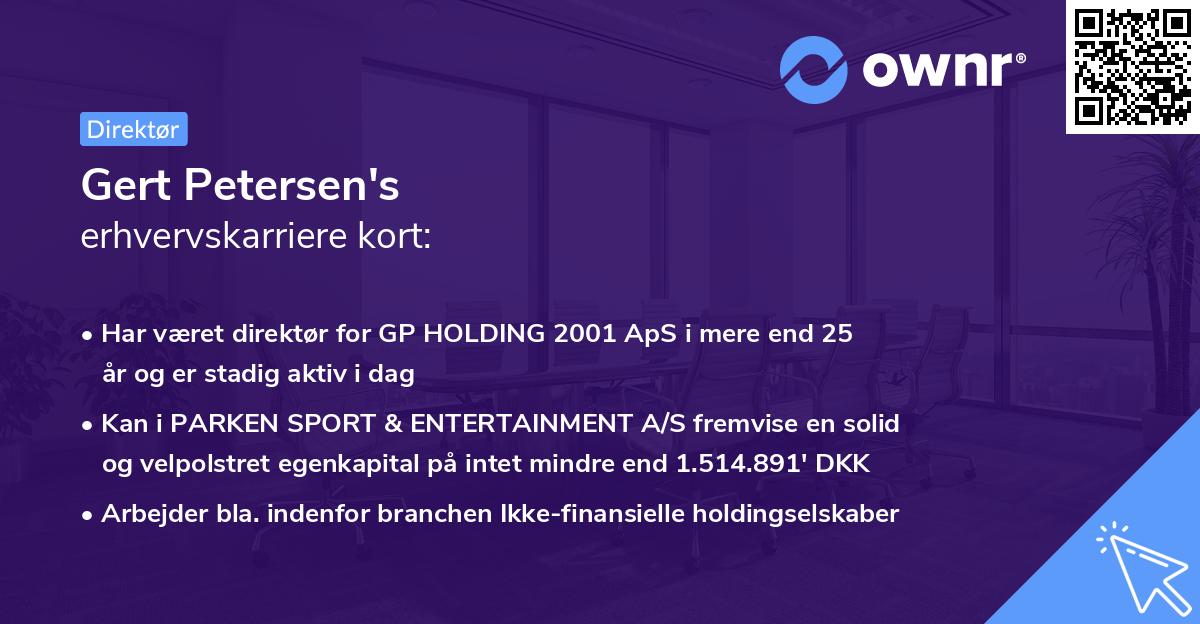 Gert Petersen's erhvervskarriere kort