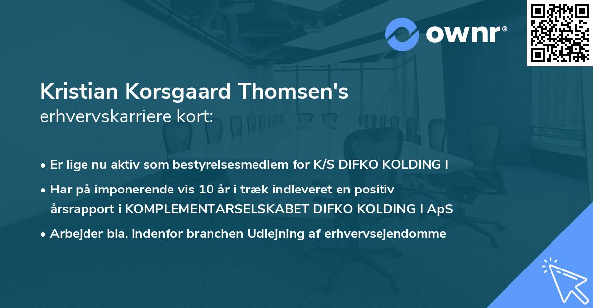 Kristian Korsgaard Thomsen's erhvervskarriere kort