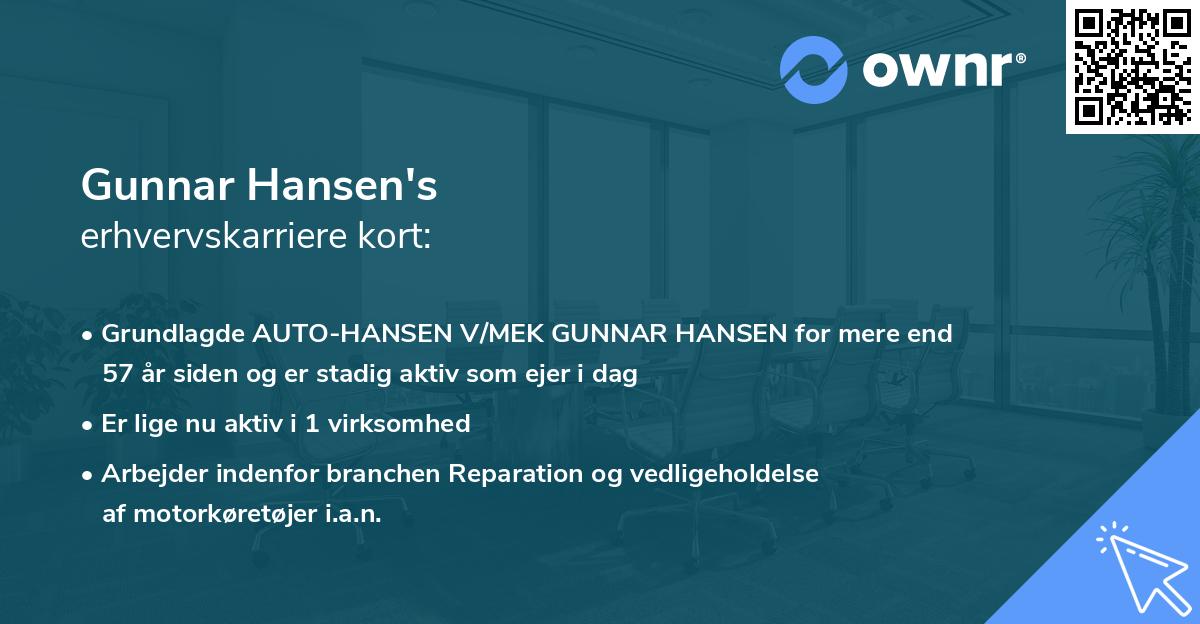 Gunnar Hansen's erhvervskarriere kort
