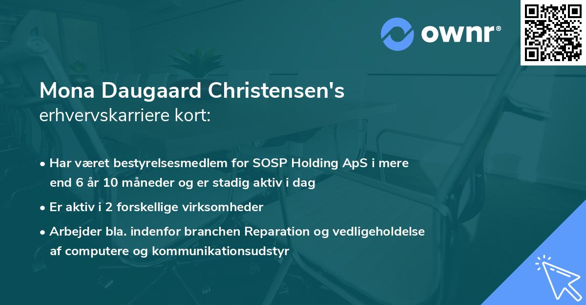 Mona Daugaard Christensen's erhvervskarriere kort