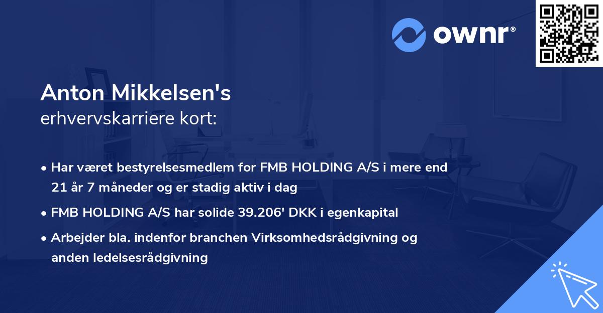 Anton Mikkelsen's erhvervskarriere kort
