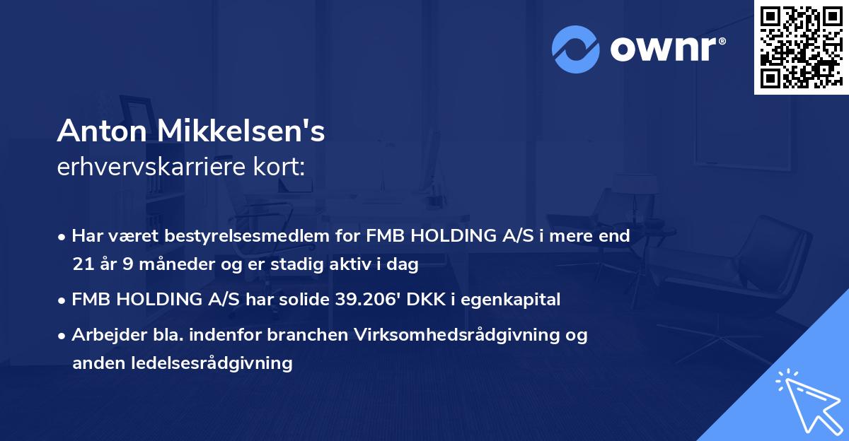 Anton Mikkelsen's erhvervskarriere kort