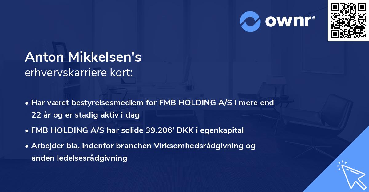 Anton Mikkelsen's erhvervskarriere kort