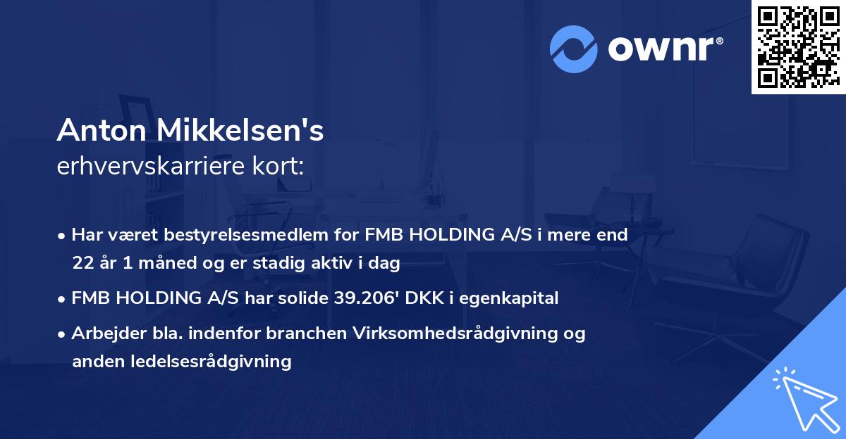 Anton Mikkelsen's erhvervskarriere kort
