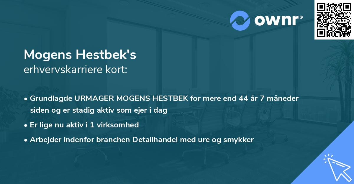 Mogens Hestbek's erhvervskarriere kort