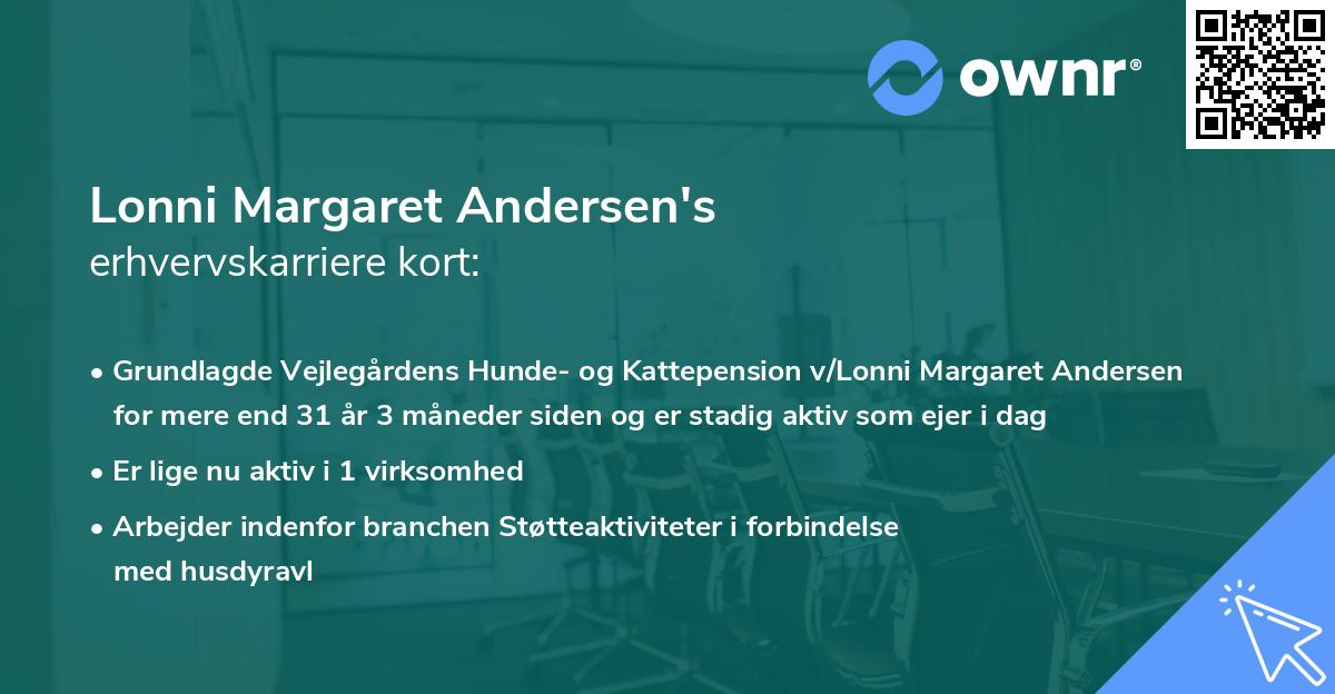 Lonni Margaret Andersen's erhvervskarriere kort