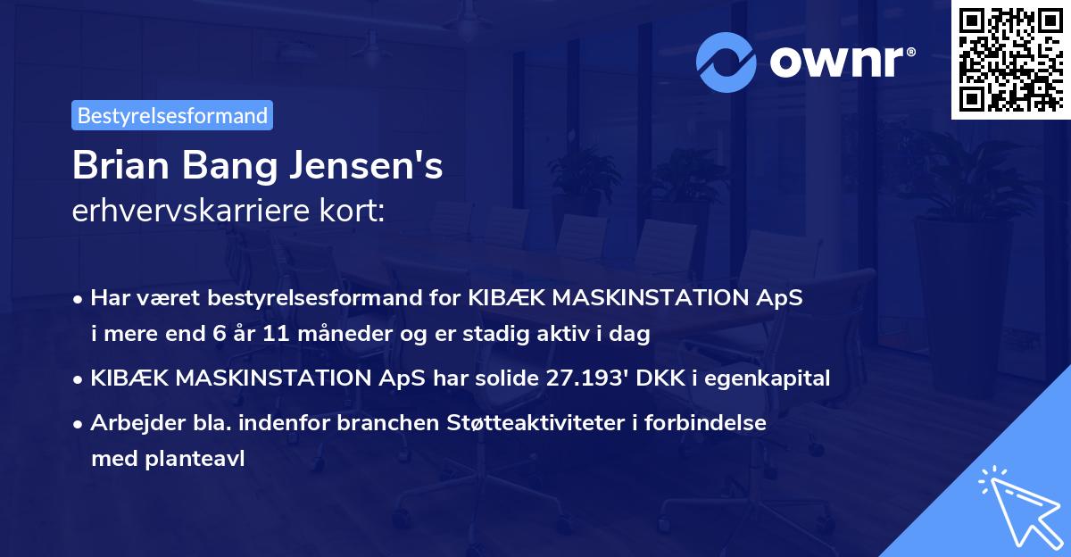 Brian Bang Jensen's erhvervskarriere kort