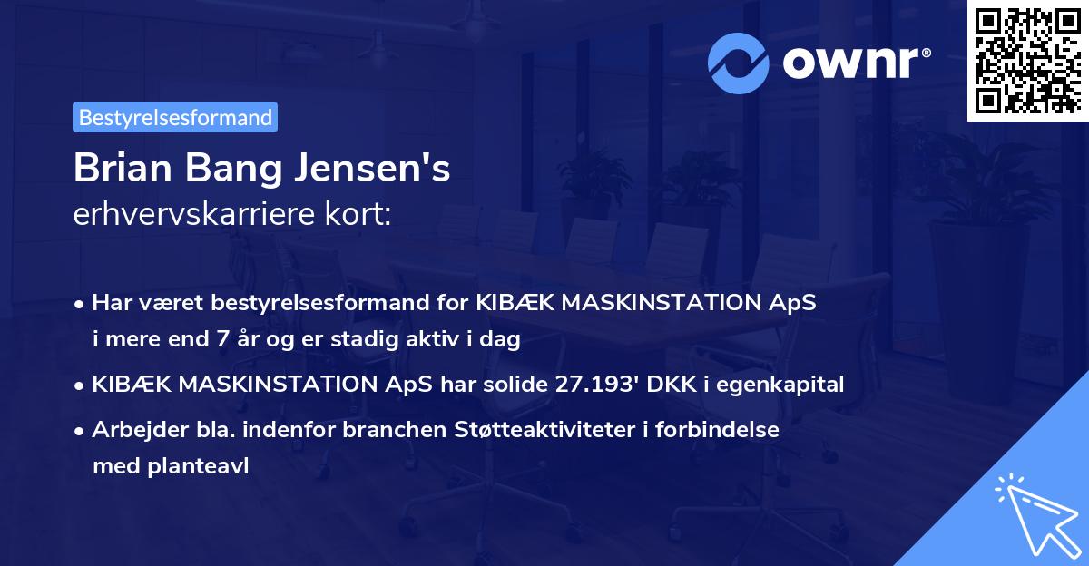 Brian Bang Jensen's erhvervskarriere kort