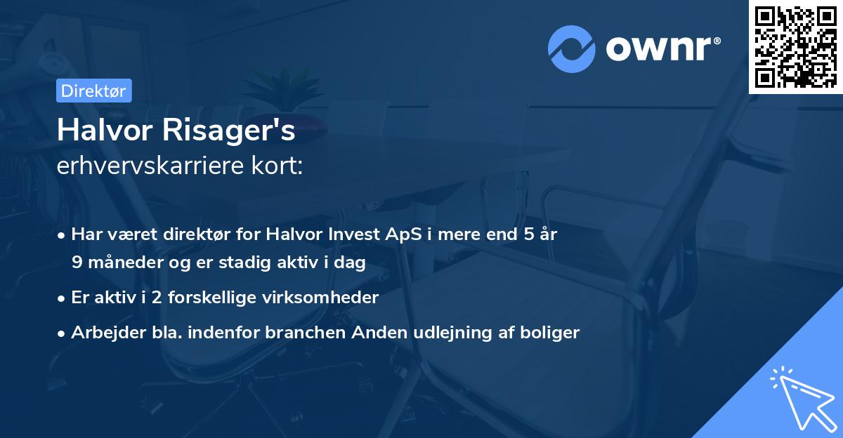 Halvor Risager's erhvervskarriere kort