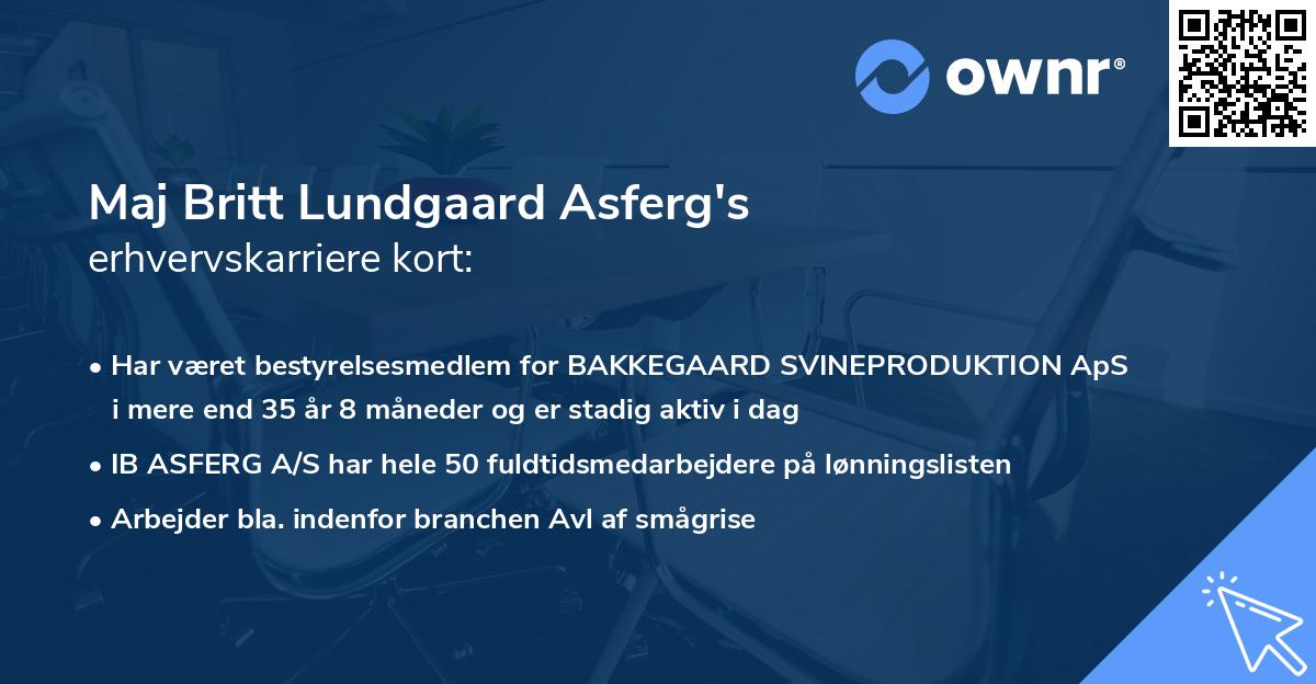 Maj Britt Lundgaard Asferg's erhvervskarriere kort