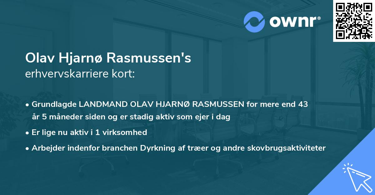 Olav Hjarnø Rasmussen's erhvervskarriere kort