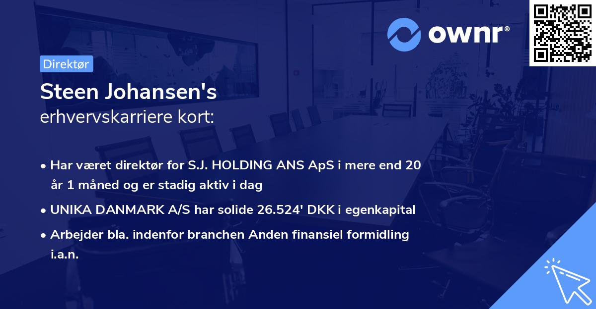 Steen Johansen's erhvervskarriere kort
