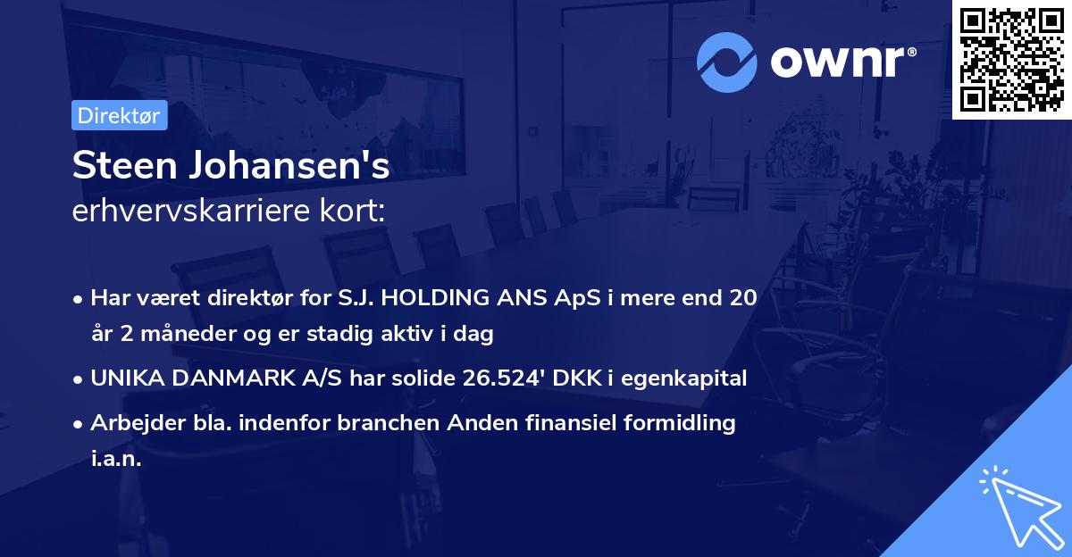 Steen Johansen's erhvervskarriere kort