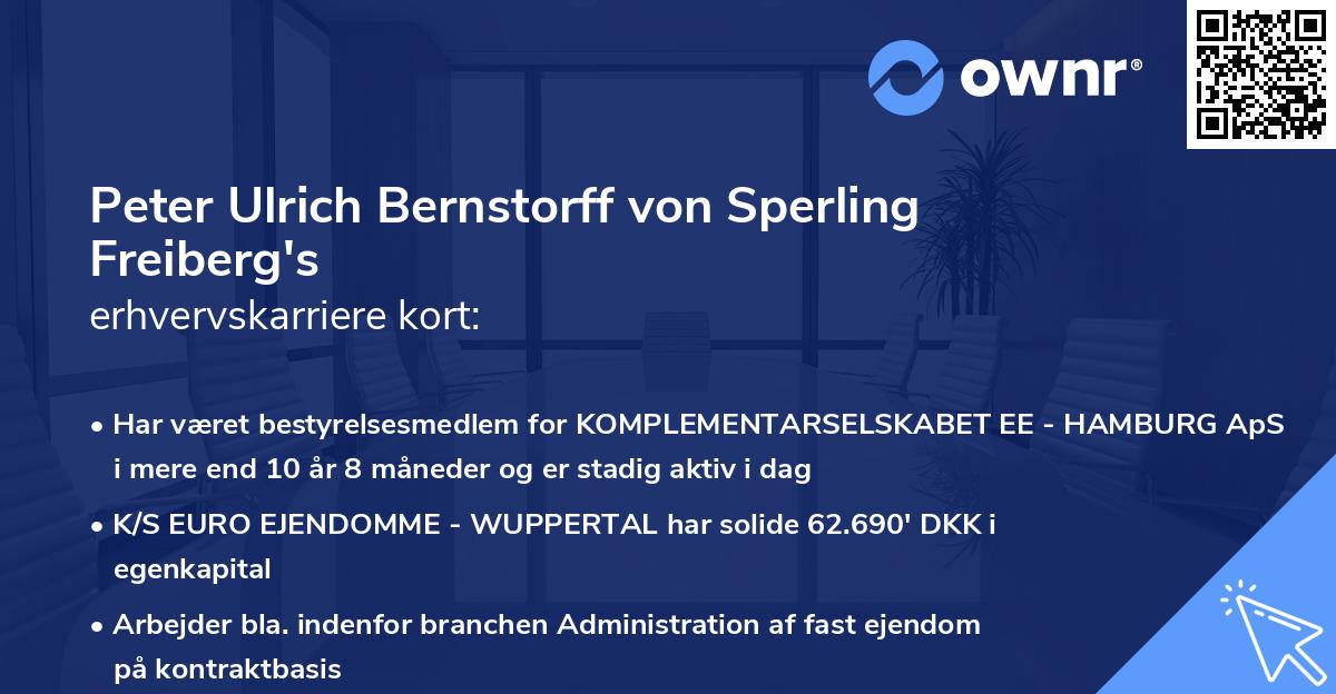 Peter Ulrich Bernstorff von Sperling Freiberg's erhvervskarriere kort