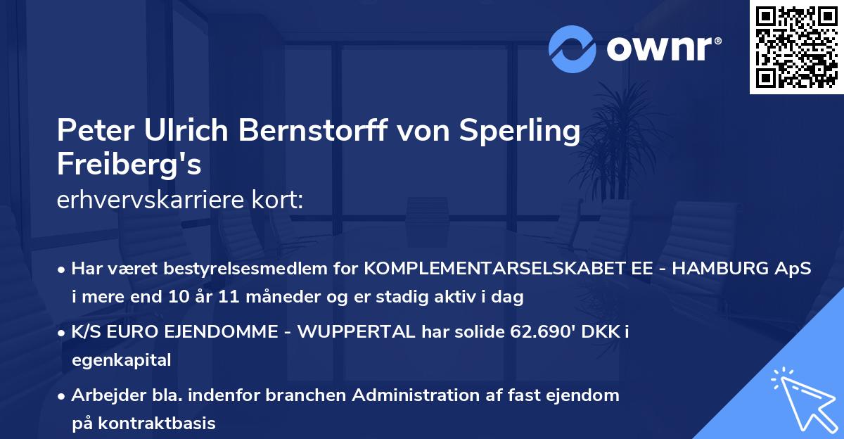 Peter Ulrich Bernstorff von Sperling Freiberg's erhvervskarriere kort