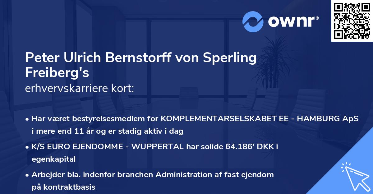 Peter Ulrich Bernstorff von Sperling Freiberg's erhvervskarriere kort