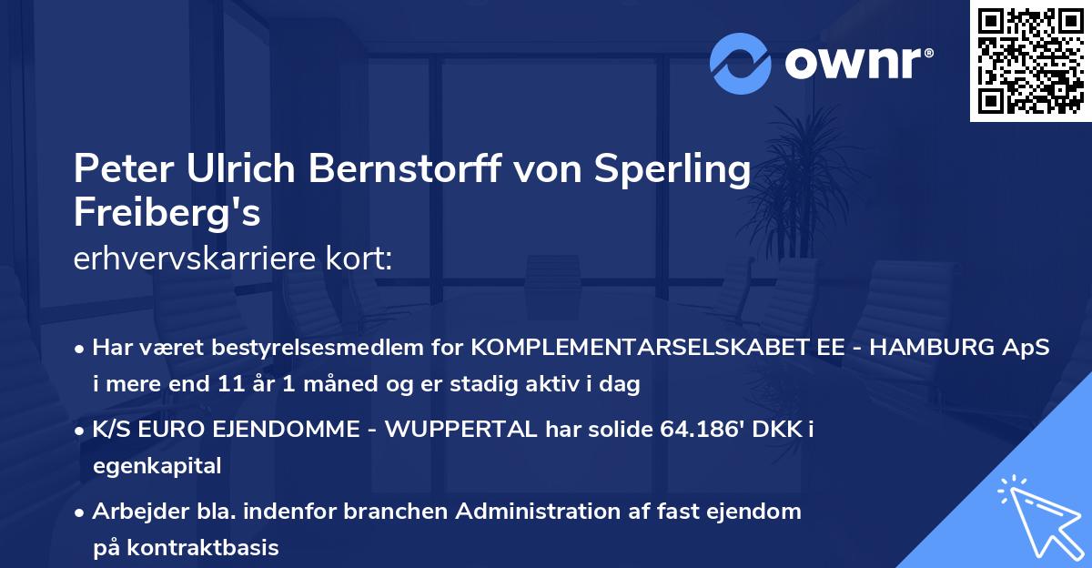 Peter Ulrich Bernstorff von Sperling Freiberg's erhvervskarriere kort