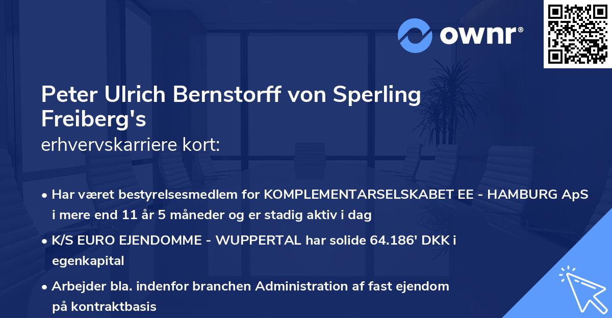 Peter Ulrich Bernstorff von Sperling Freiberg's erhvervskarriere kort