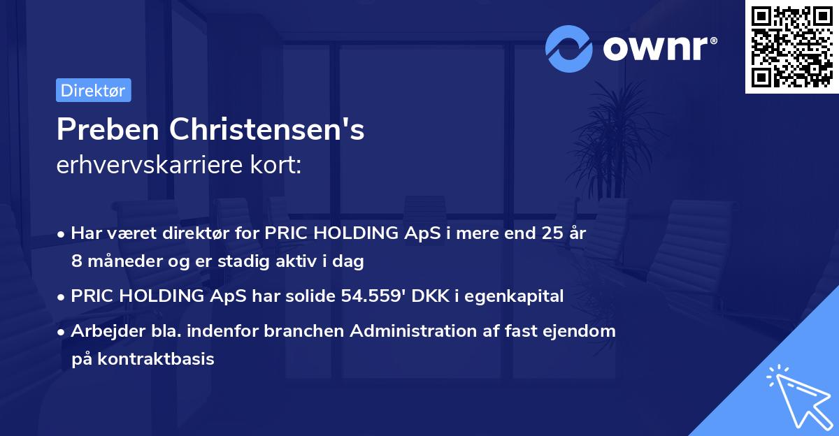 Preben Christensen's erhvervskarriere kort