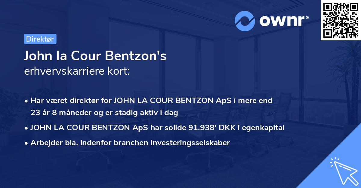 John la Cour Bentzon's erhvervskarriere kort