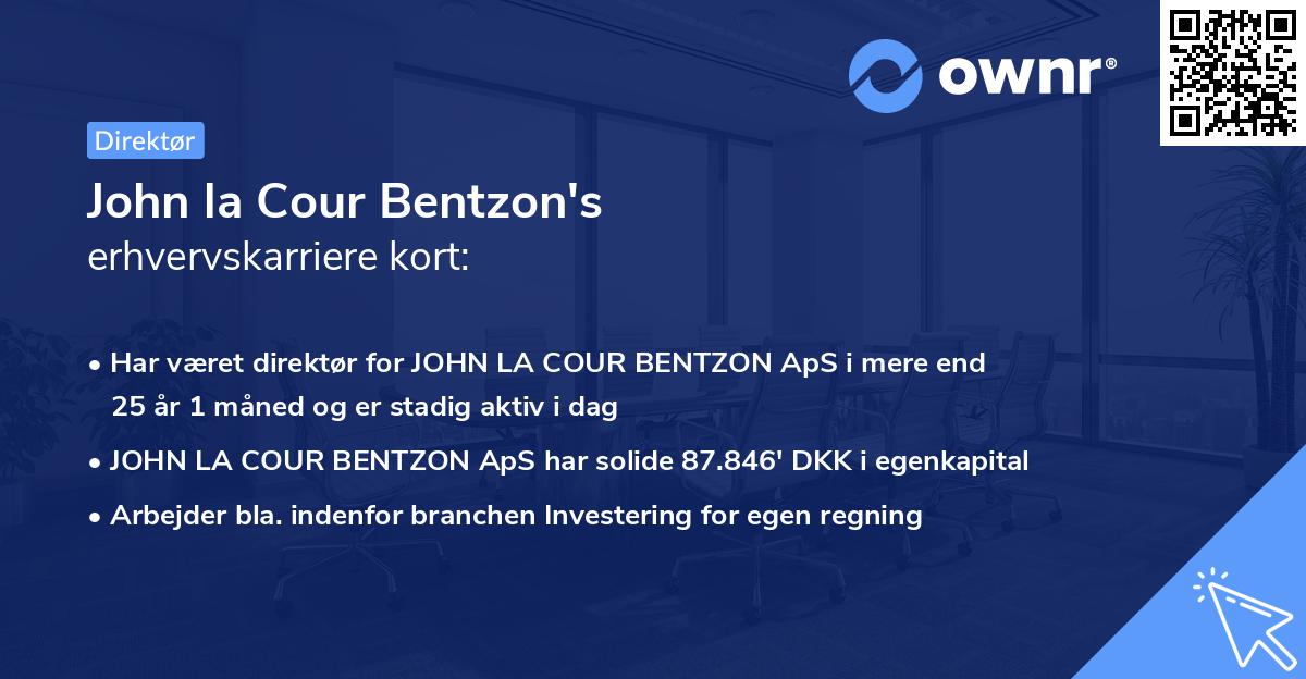 John la Cour Bentzon's erhvervskarriere kort