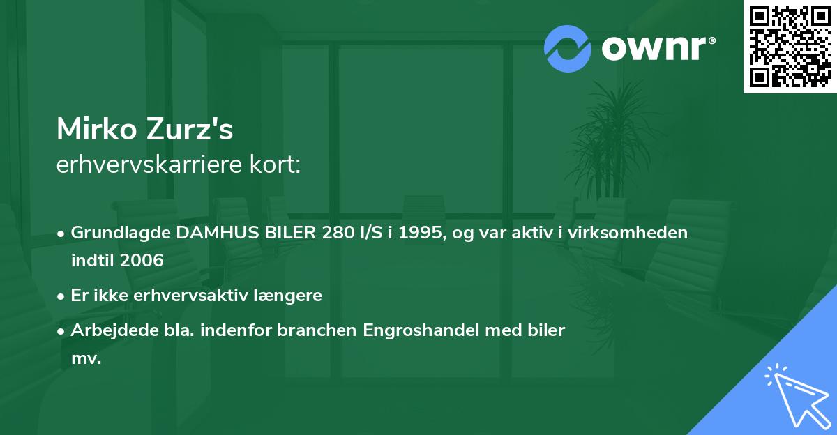 Mirko Zurz's erhvervskarriere kort
