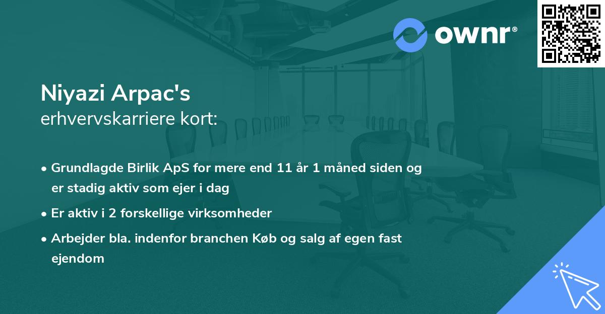 Niyazi Arpac's erhvervskarriere kort