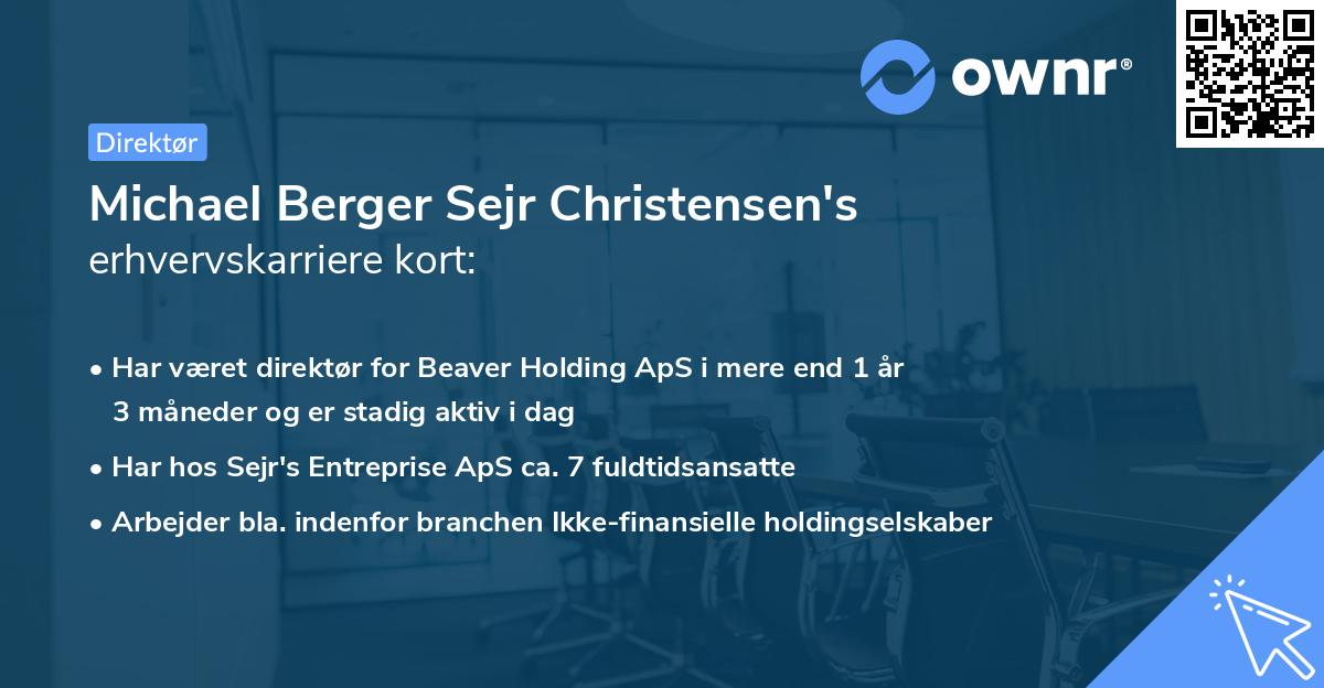 Michael Berger Sejr Christensen's erhvervskarriere kort