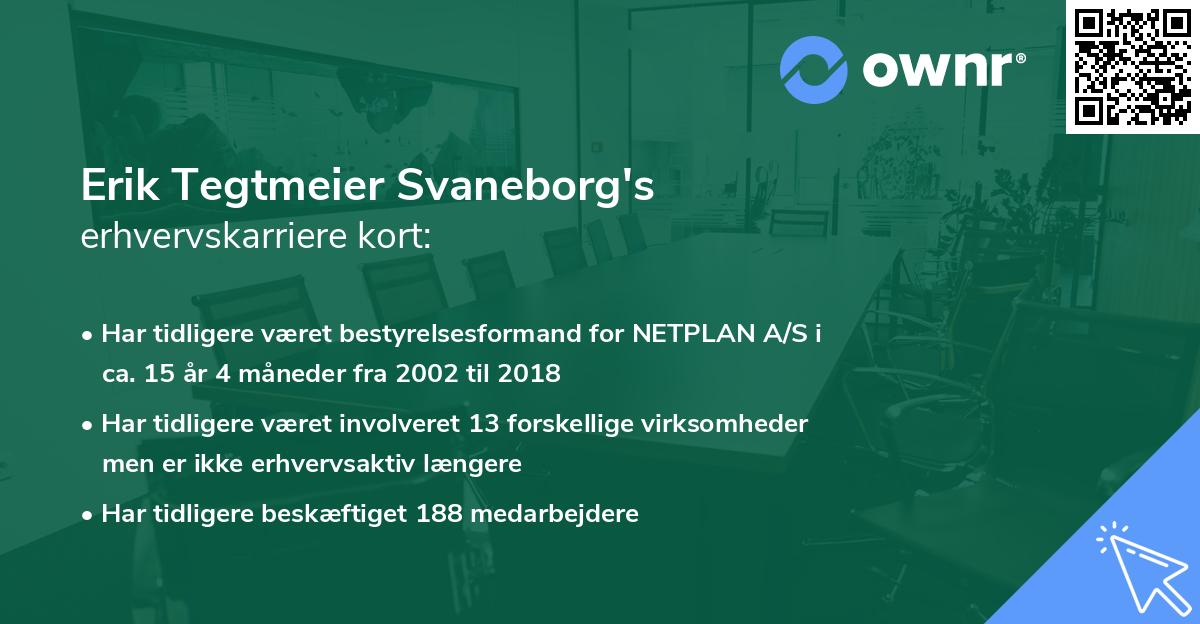 Erik Tegtmeier Svaneborg's erhvervskarriere kort