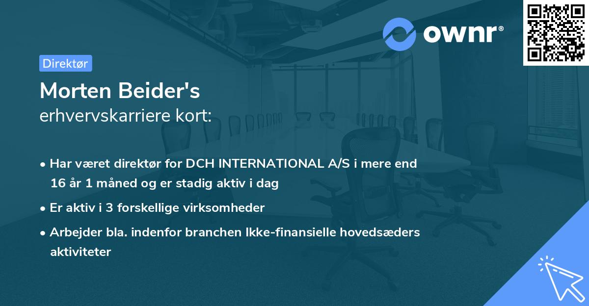 Morten Beider's erhvervskarriere kort
