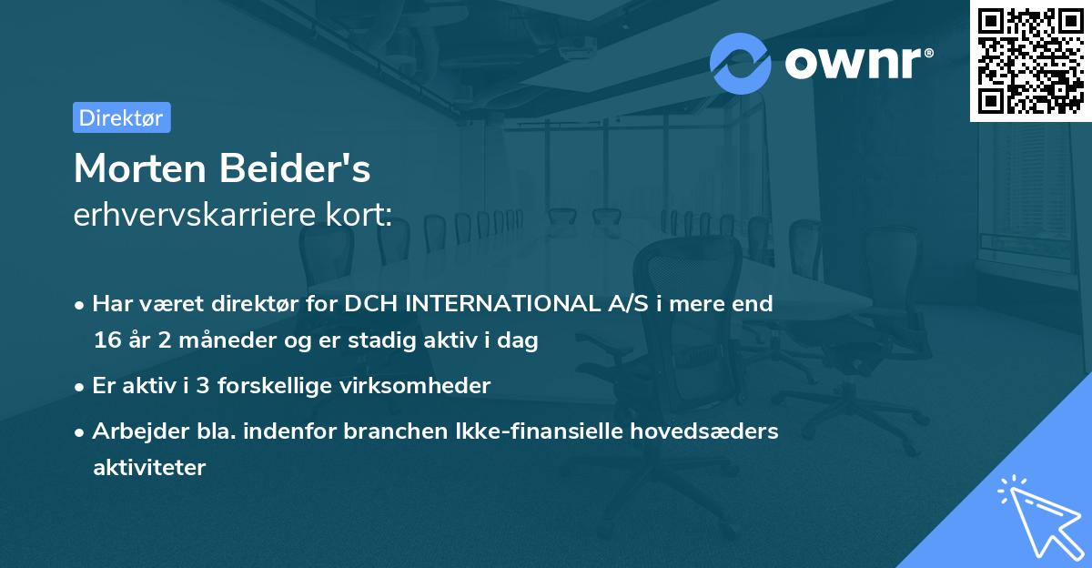 Morten Beider's erhvervskarriere kort
