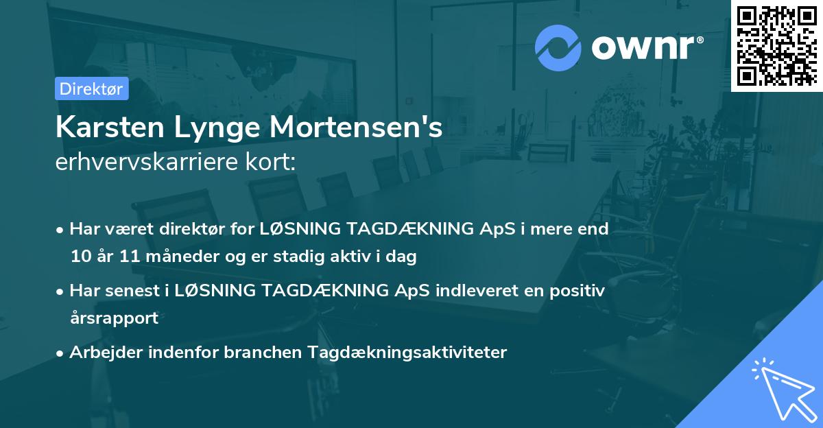 Karsten Lynge Mortensen's erhvervskarriere kort