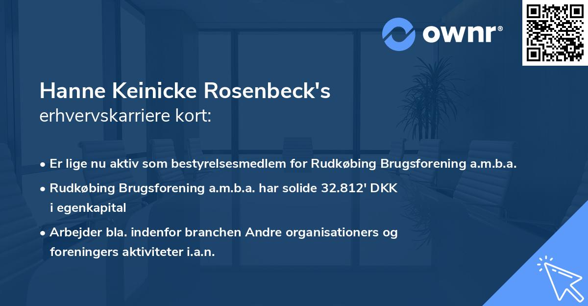 Hanne Keinicke Rosenbeck's erhvervskarriere kort