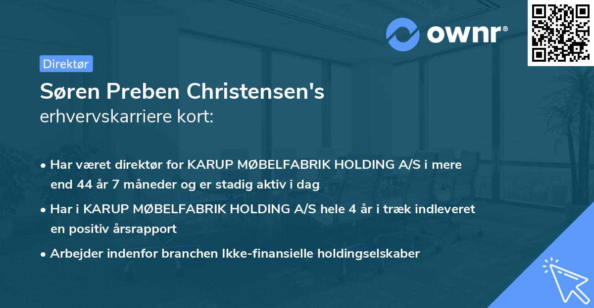 Søren Preben Christensen's erhvervskarriere kort